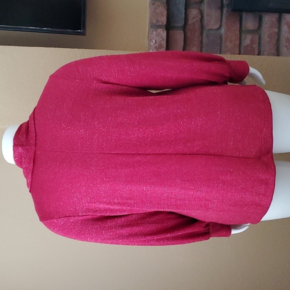 ADRIENNE VITTADINI Red Cowl Metallic Thread Long Sleeve Sweater SIZE: 2X - Picture 6 of 11